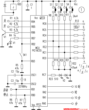 PIC16C55單片機(jī)控制多用電子鐘1 PIC16C55單片機(jī)控制多用電子鐘1